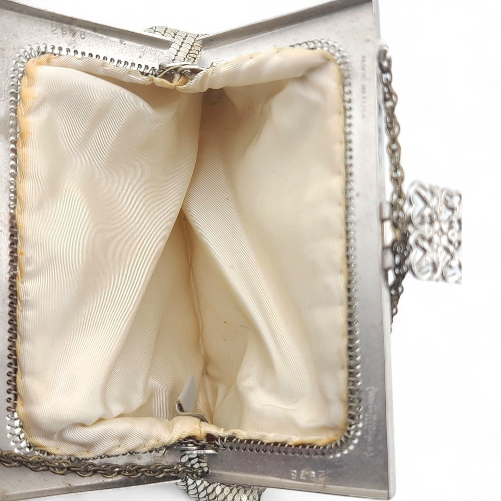 Vintage Whiting & Davis Silver Mesh Chain Strap Evening Purse Made in USA - Picture 8 of 12
